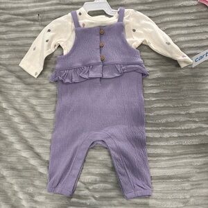 Carter's Purple Ruffle Jumpsuit with Cream Top